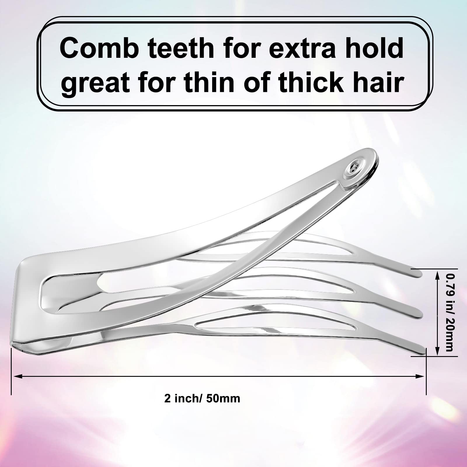 Chinco double-grip clip 2-inch silver stacked to highlight the three-tooth design.