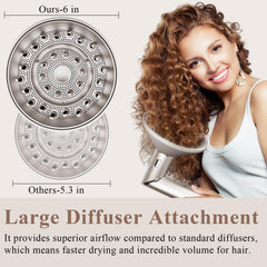 Chivixe diffuser with extended prongs reaches roots for lifted curls