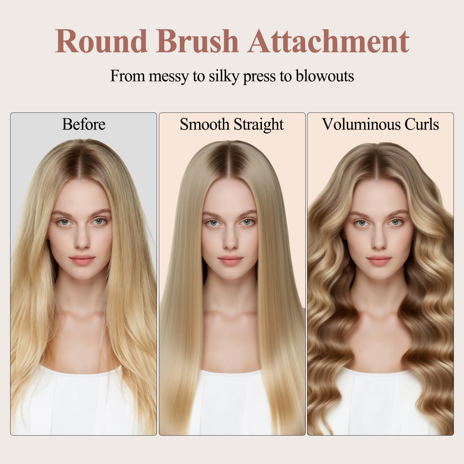 Chivixe Round Brush Attachment frizz-control smooths flyaways and boosts shine