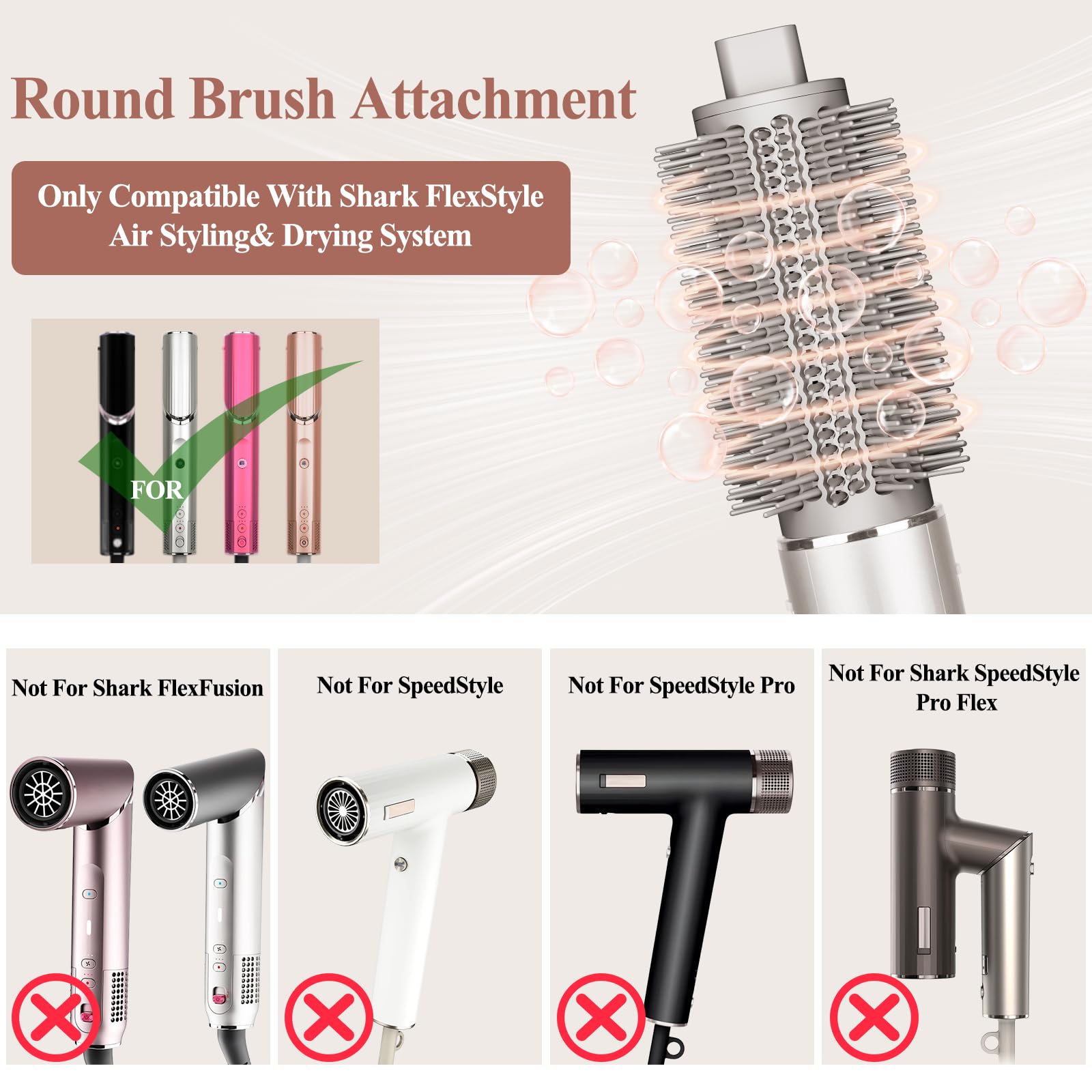 Chivixe Round Brush Attachment closeup reveals upgraded bristles for smoother wraps