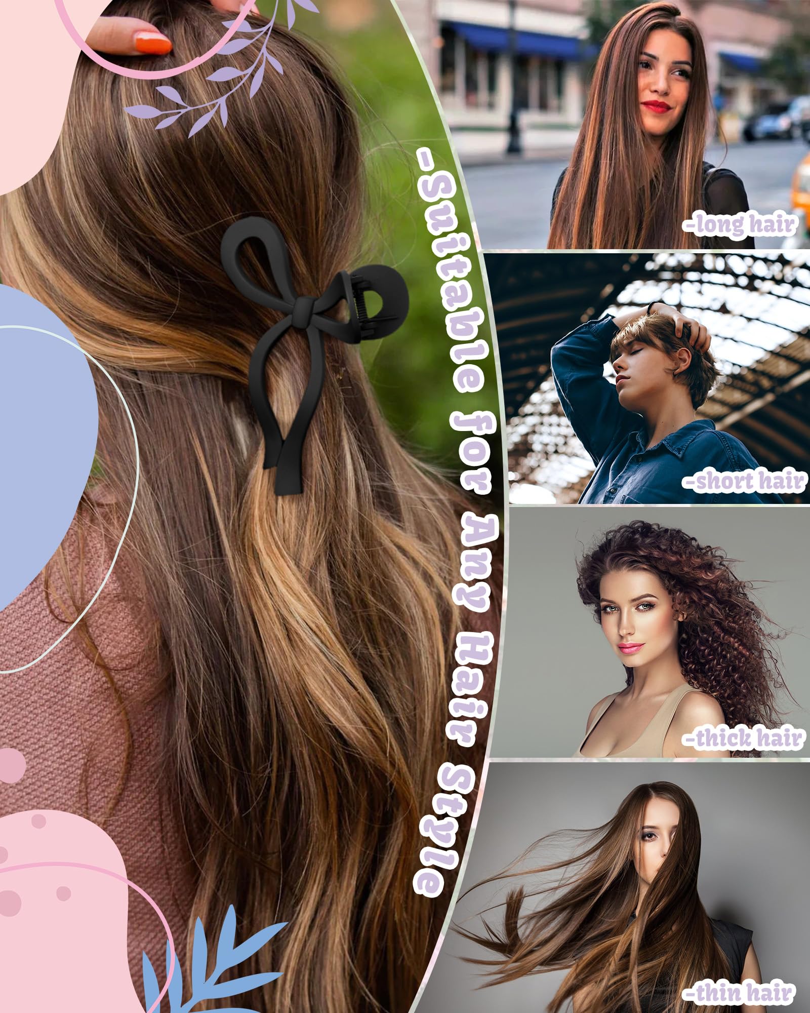 CHLINS bow clip worn on hair shows stylish, comfortable everyday wear.