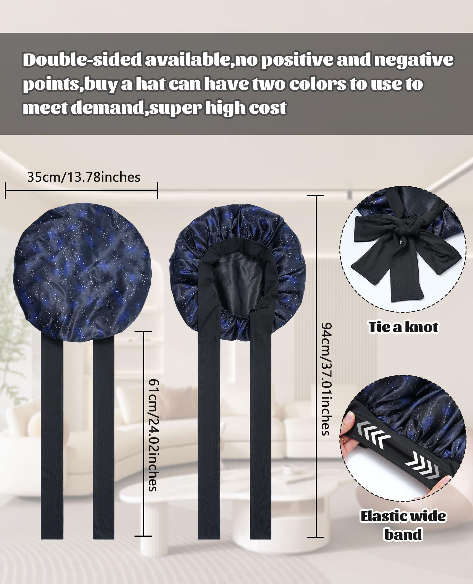 CHLINS double-layer satin cap interior view highlights breathable fabric