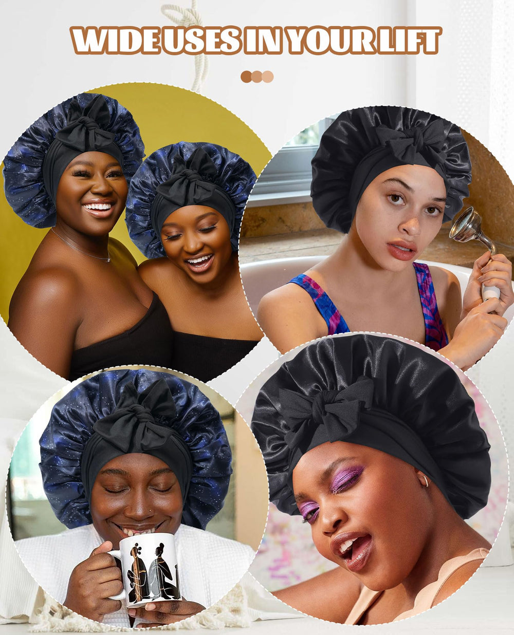 CHLINS Nebula+Black bonnet suited for spa or makeup routines