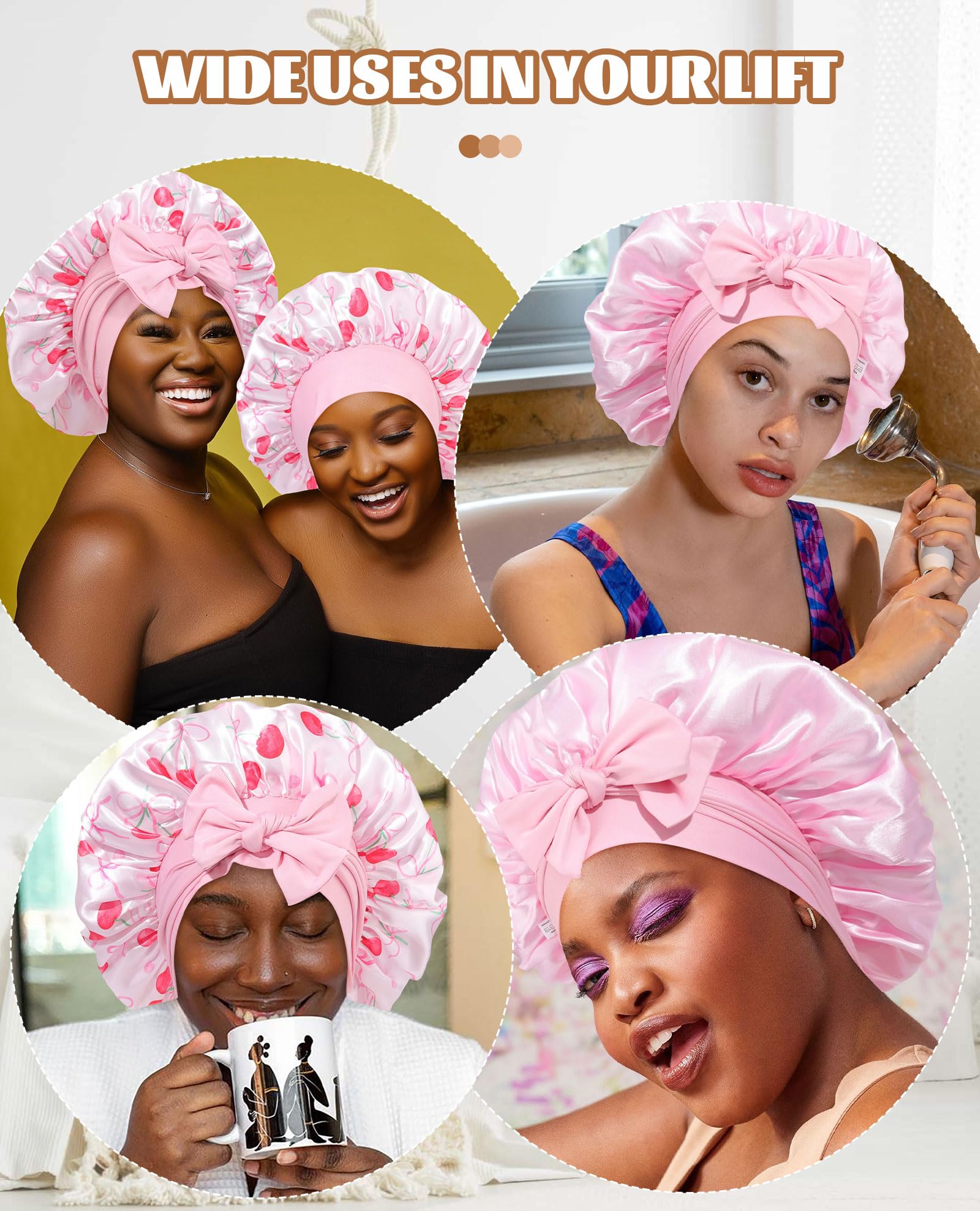 CHLINS satin bonnet fits all hairstyles like long curly straight hair