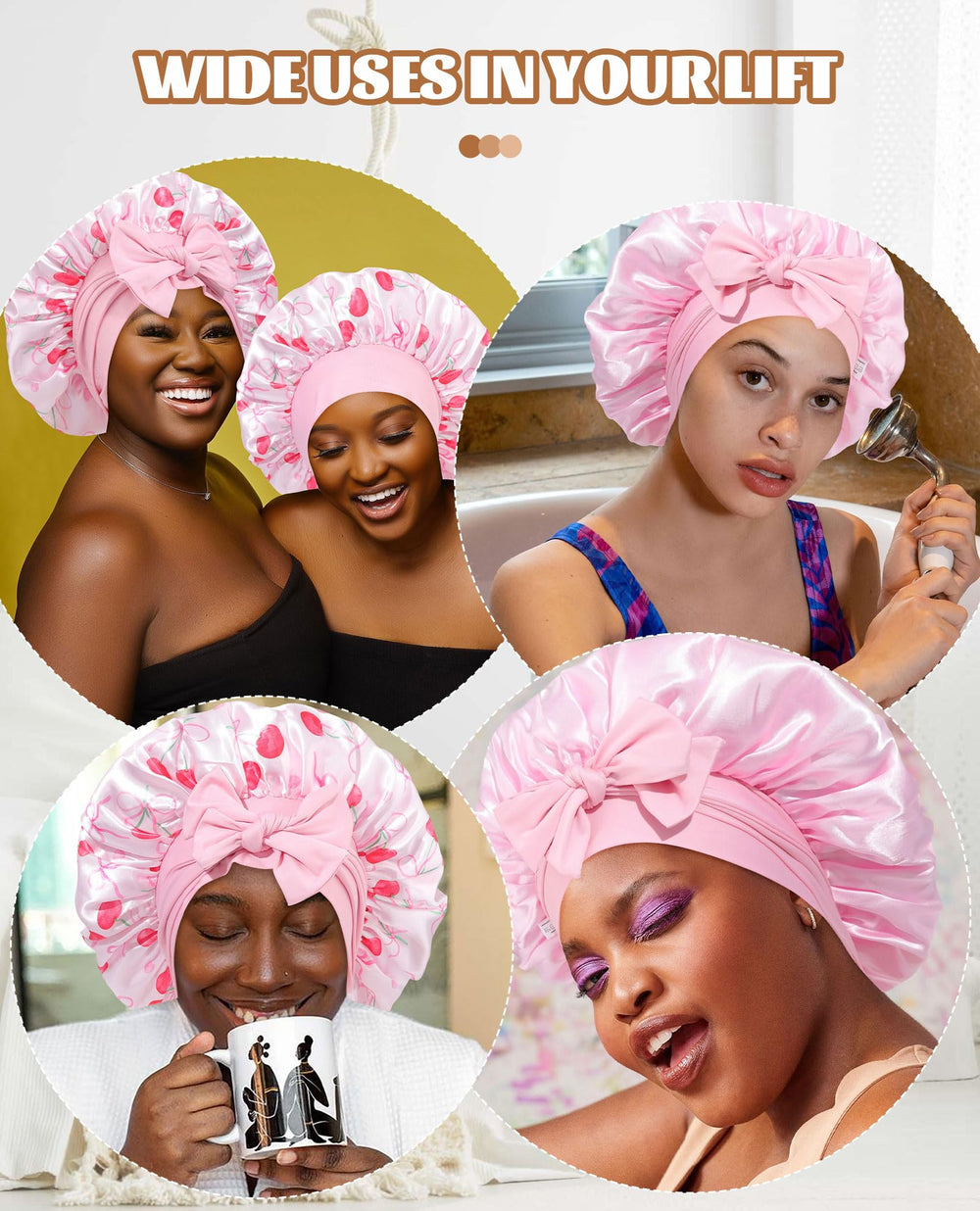 CHLINS satin bonnet fits all hairstyles like long curly straight hair
