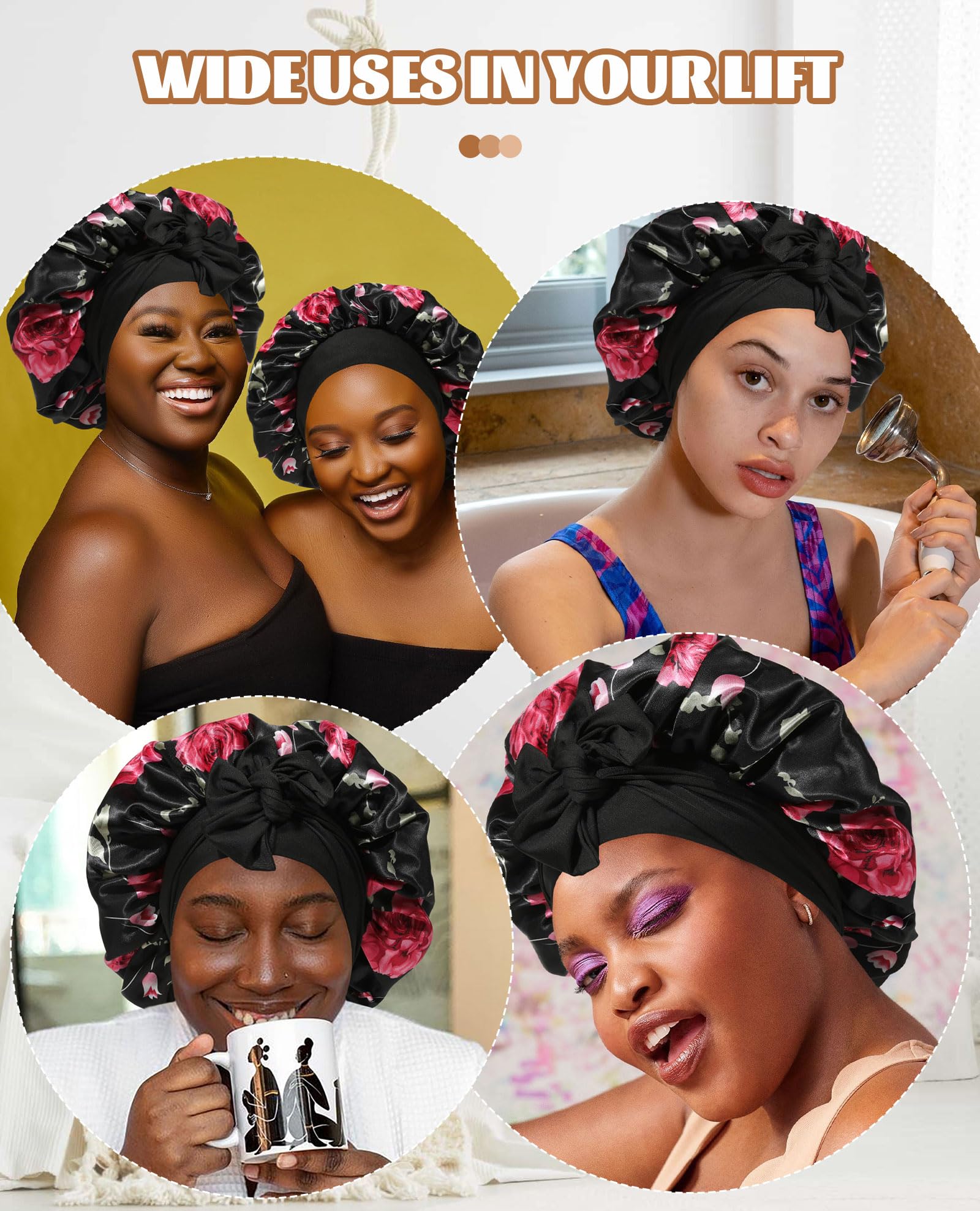 CHLINS satin bonnet curly-hair coverage protects curls overnight