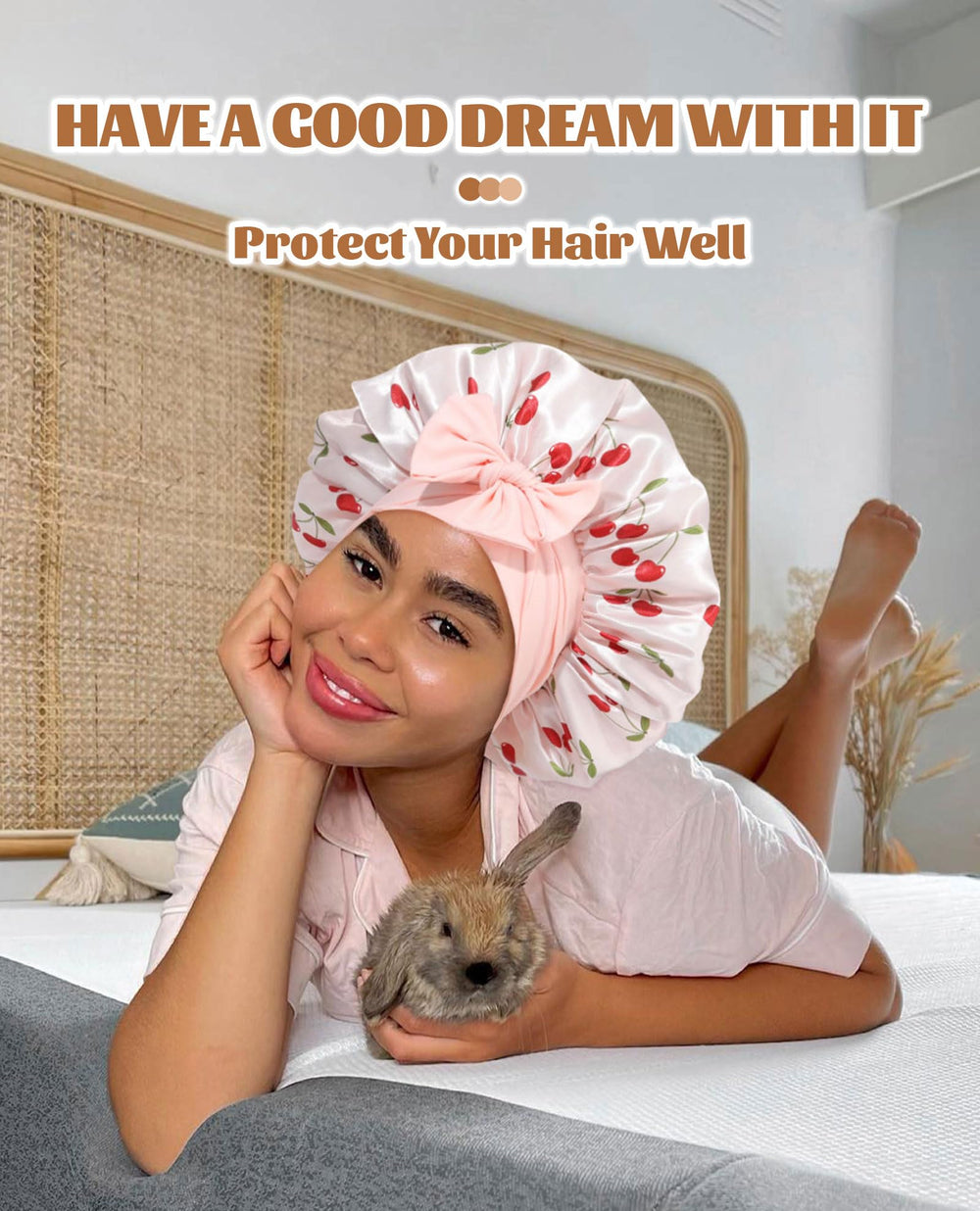 CHLINS satin bonnet fits curly and long hair with secure comfort.