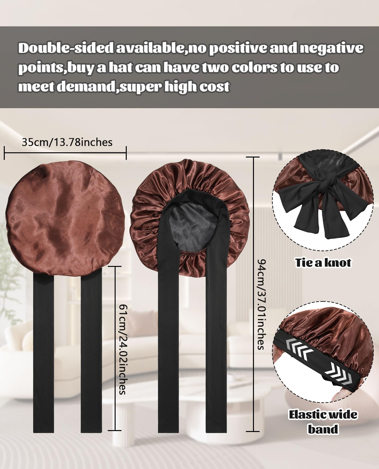 CHLINS double-layer satin bonnet interior view emphasizes breathable, lightweight protection