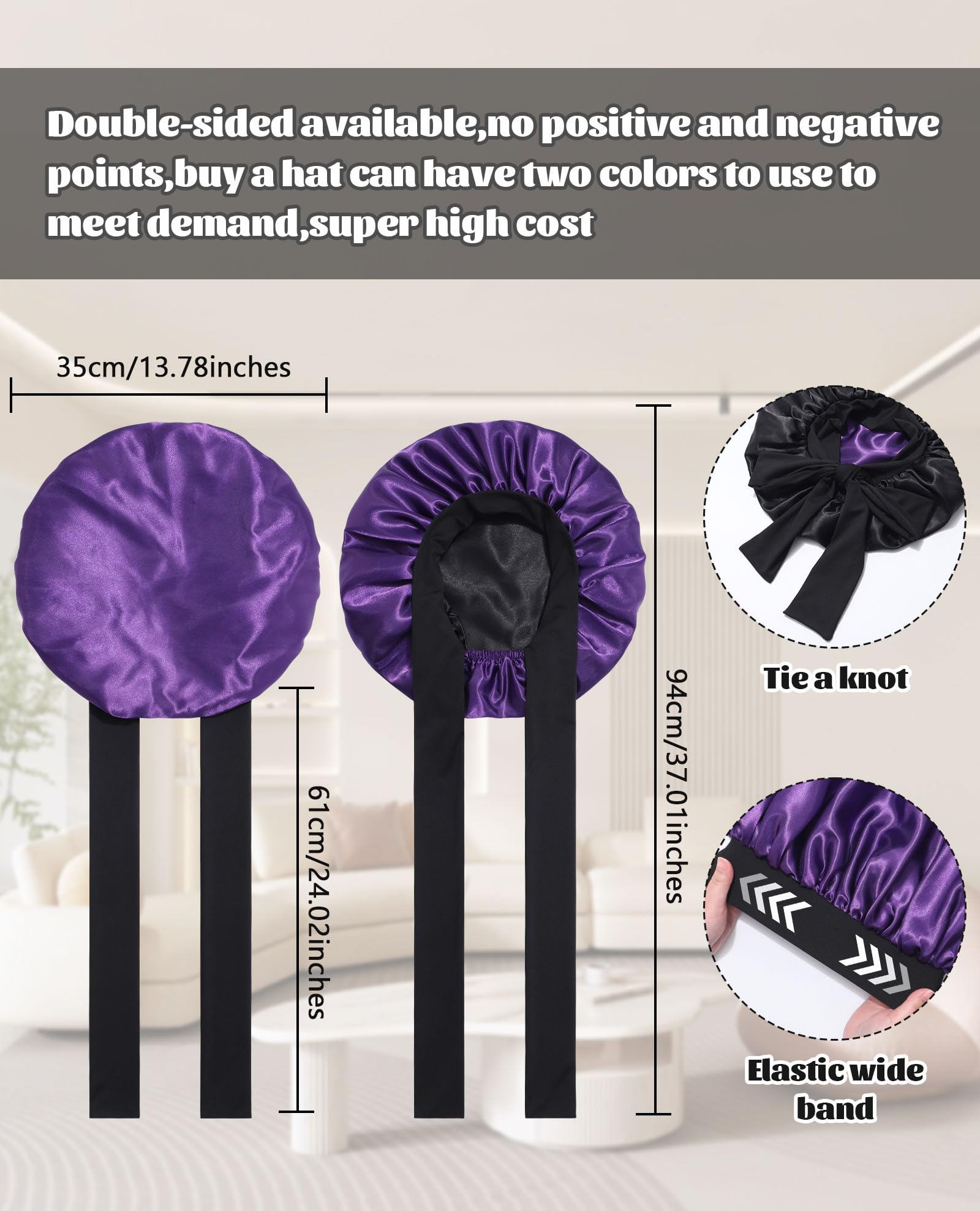 CHLINS satin bonnet double-layer—reversible design doubles protection and breathability.