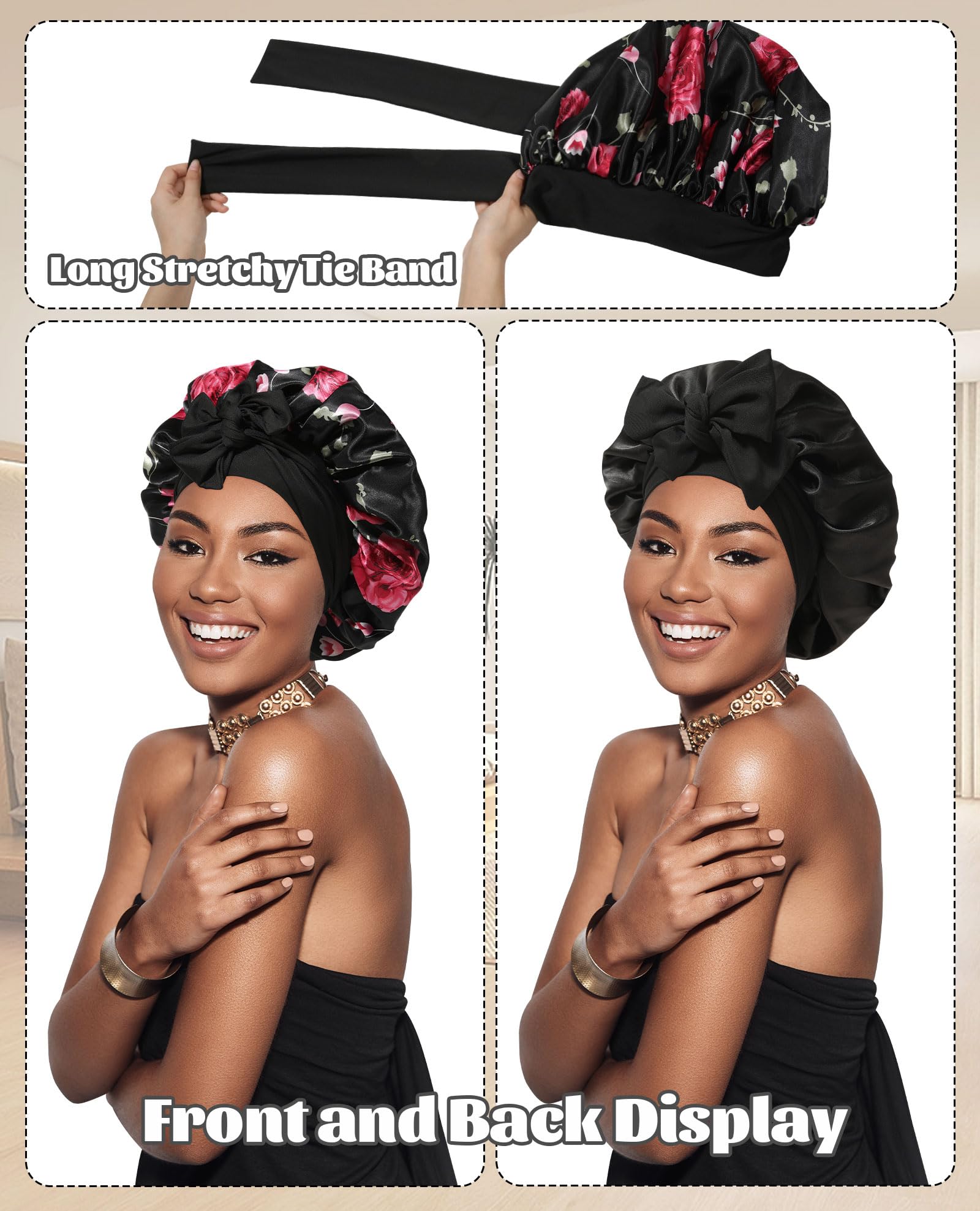 CHLINS satin bonnet double-layer design for extra protection