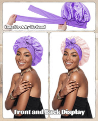 CHLINS satin bonnet double-layer offers extra coverage for curls.