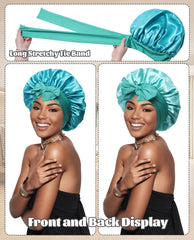 CHLINS Satin Bonnet elastic band closeup showing secure fit during sleep