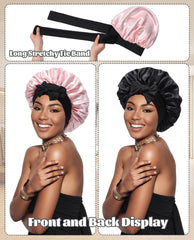 CHLINS elastic-band closeup shows secure all-night fit for curls.