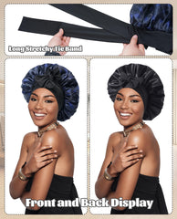 CHLINS satin bonnet elastic band close-up showing secure fit