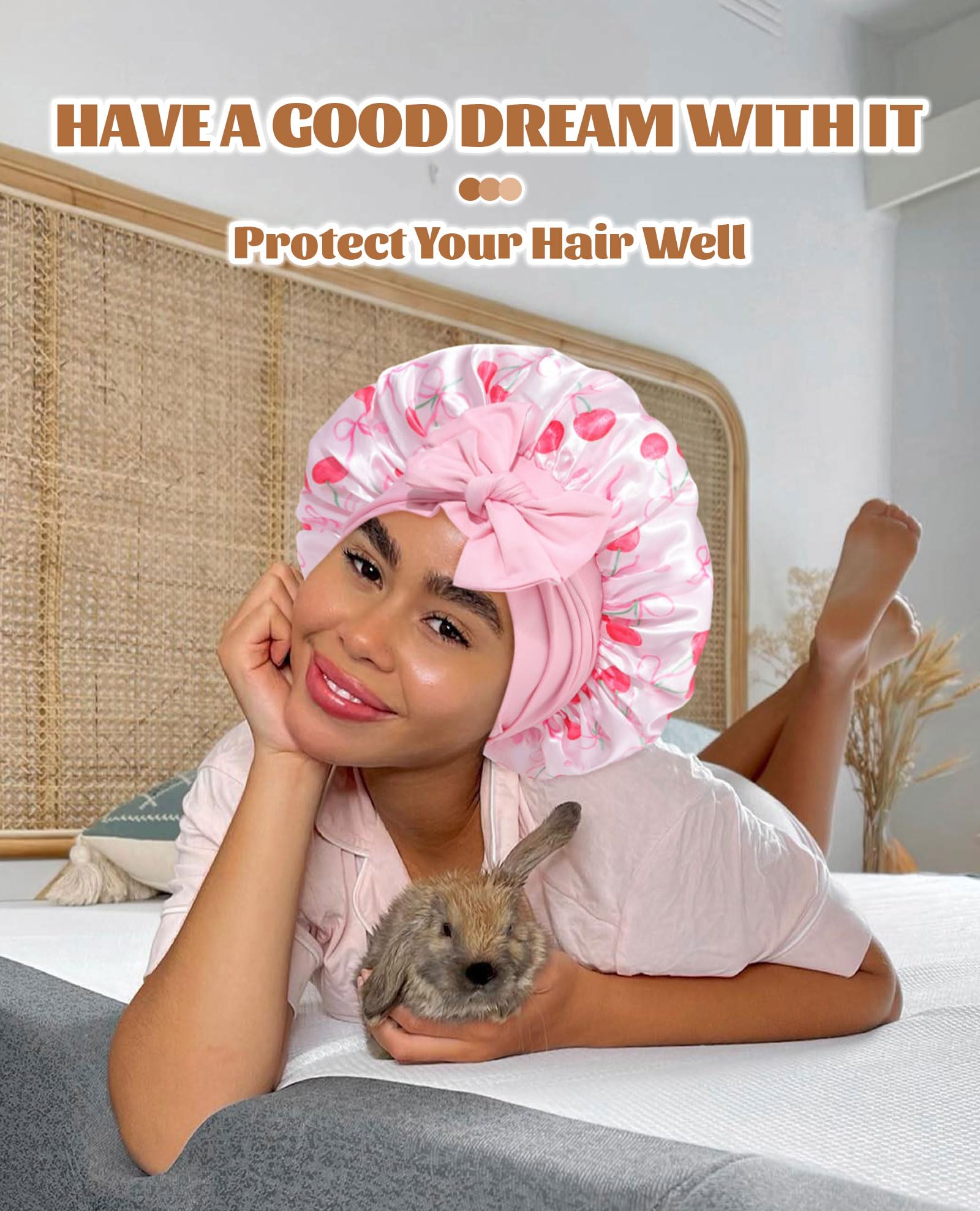 CHLINS satin bonnet versatile for face washing and spa routines