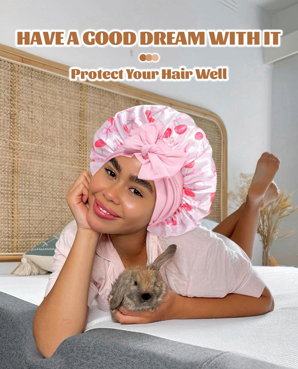 CHLINS satin bonnet versatile for face washing and spa routines