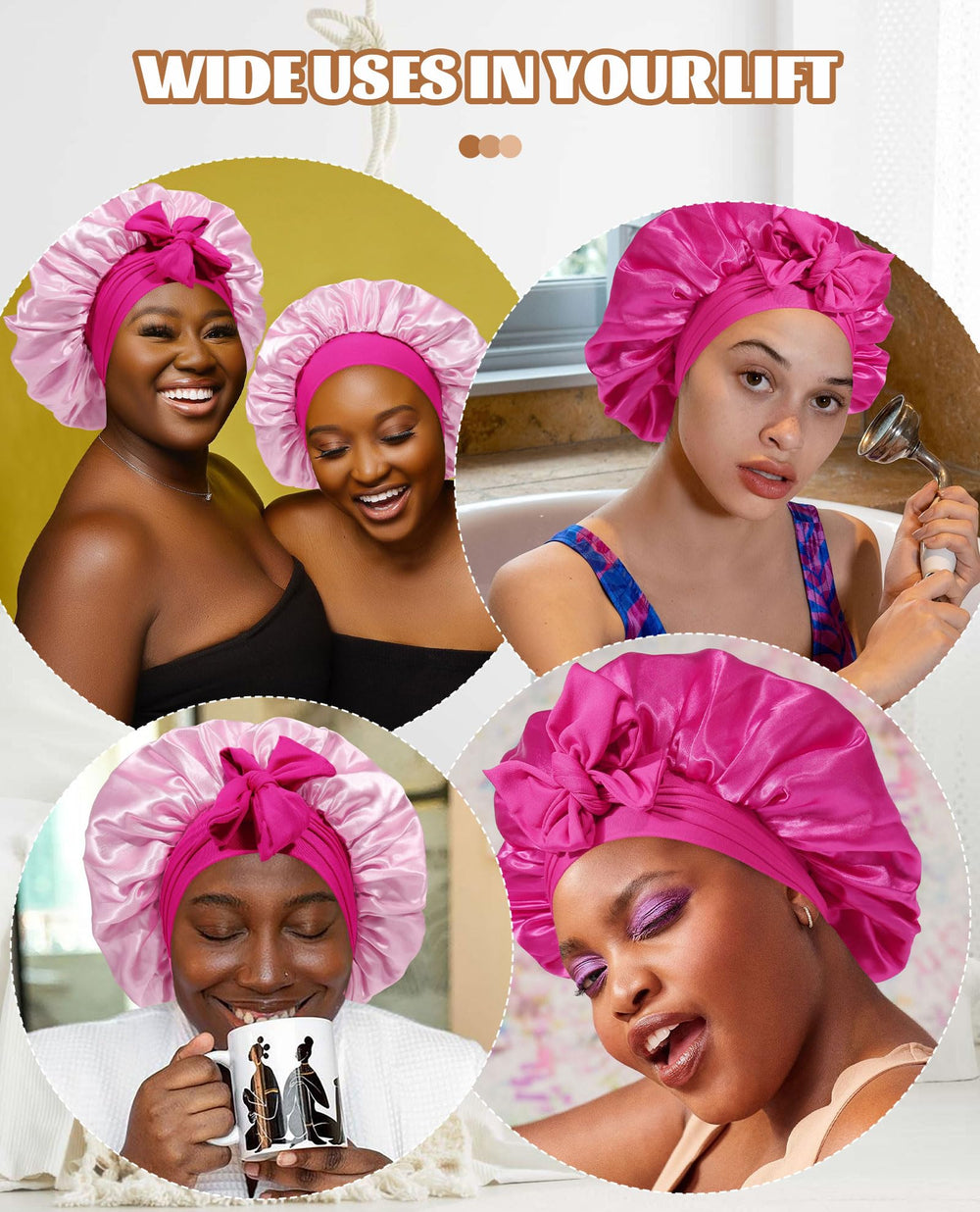 CHLINS Satin Bonnet suited for all hairstyles, keeping curls and straight hair intact