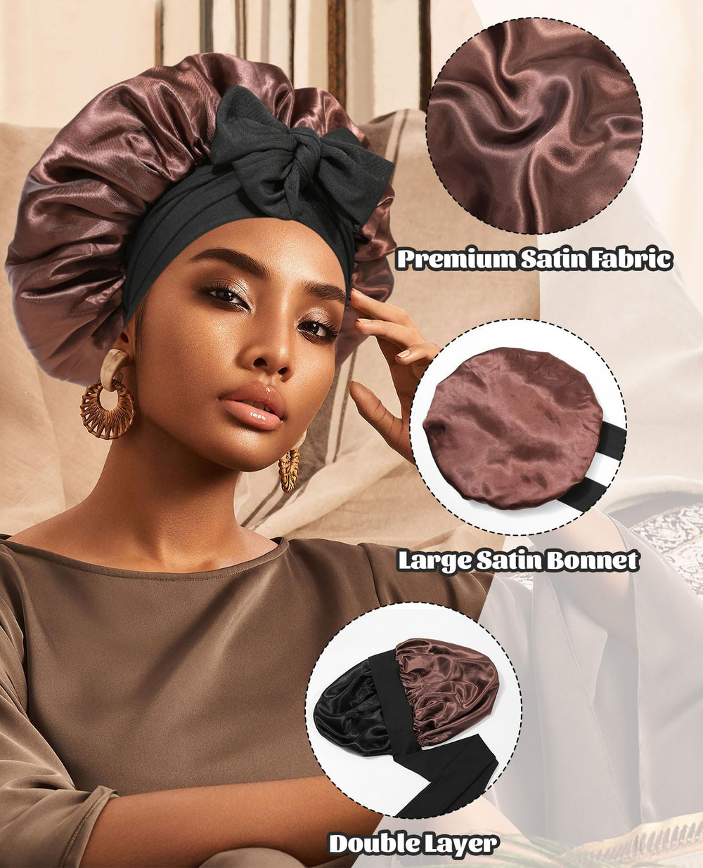 CHLINS satin bonnet used for skincare, makeup, or spa routines