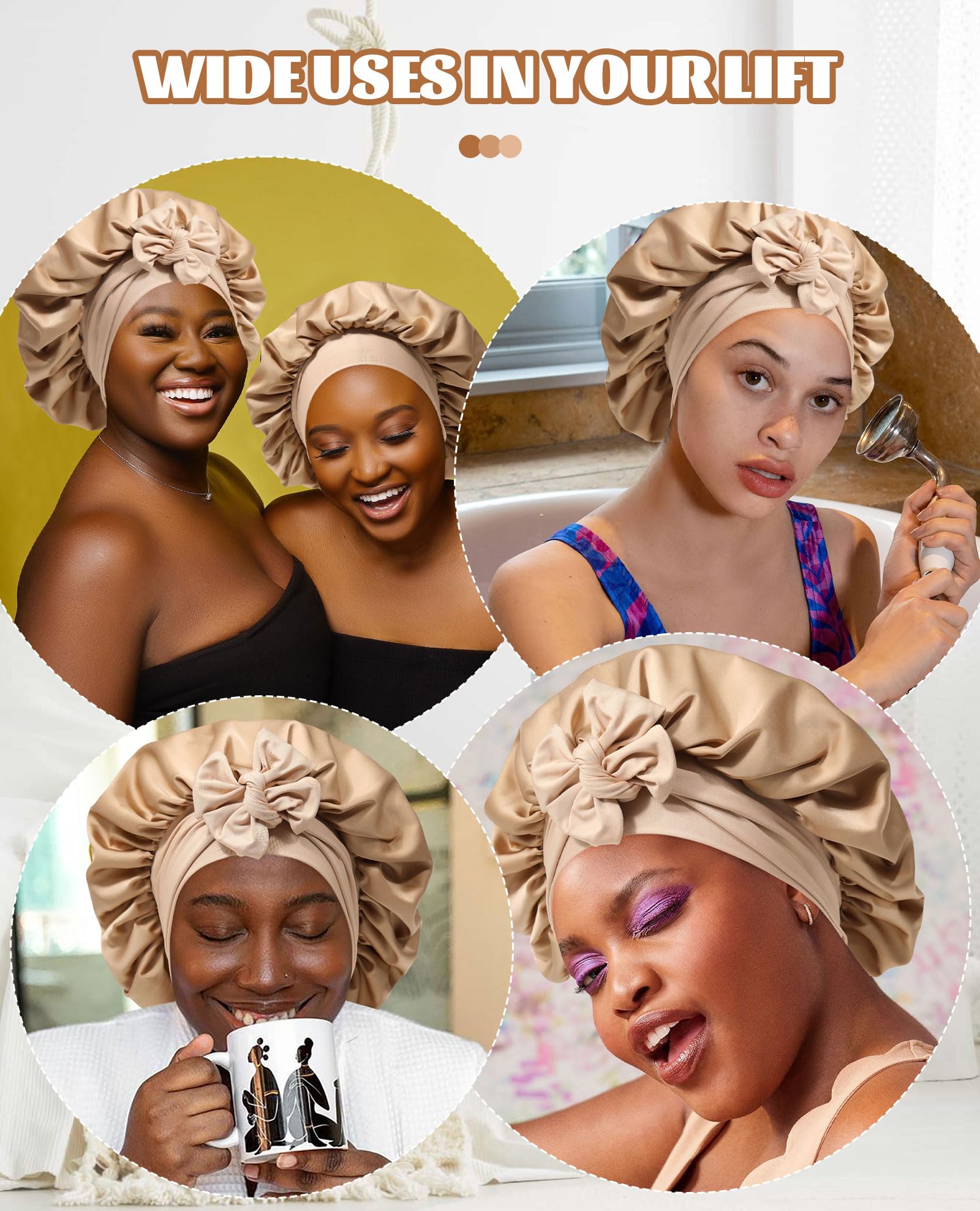 CHLINS satin bonnet suitable for face spa, makeup, and relaxation.