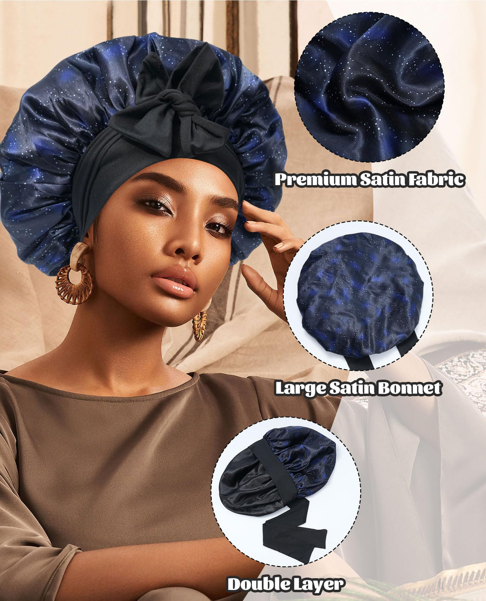 CHLINS satin bonnet used during skincare for versatile use