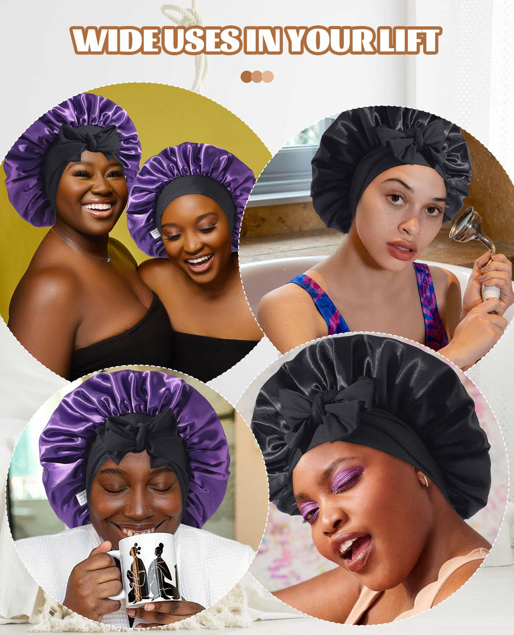 CHLINS satin bonnet packaging breathable—compact for travel and daily routines.