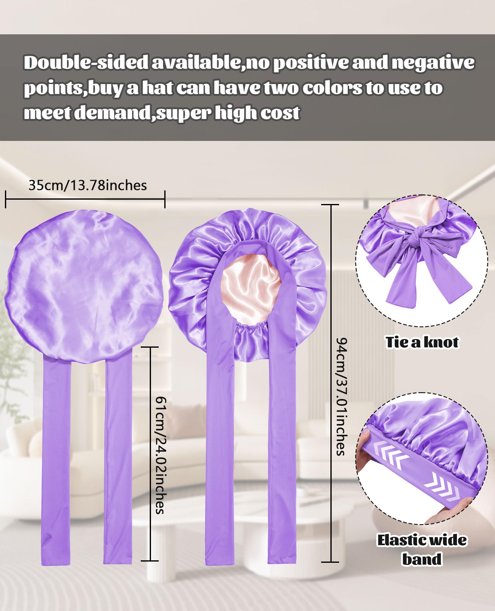 CHLINS satin bonnet soft breathable fabric for comfortable sleep.