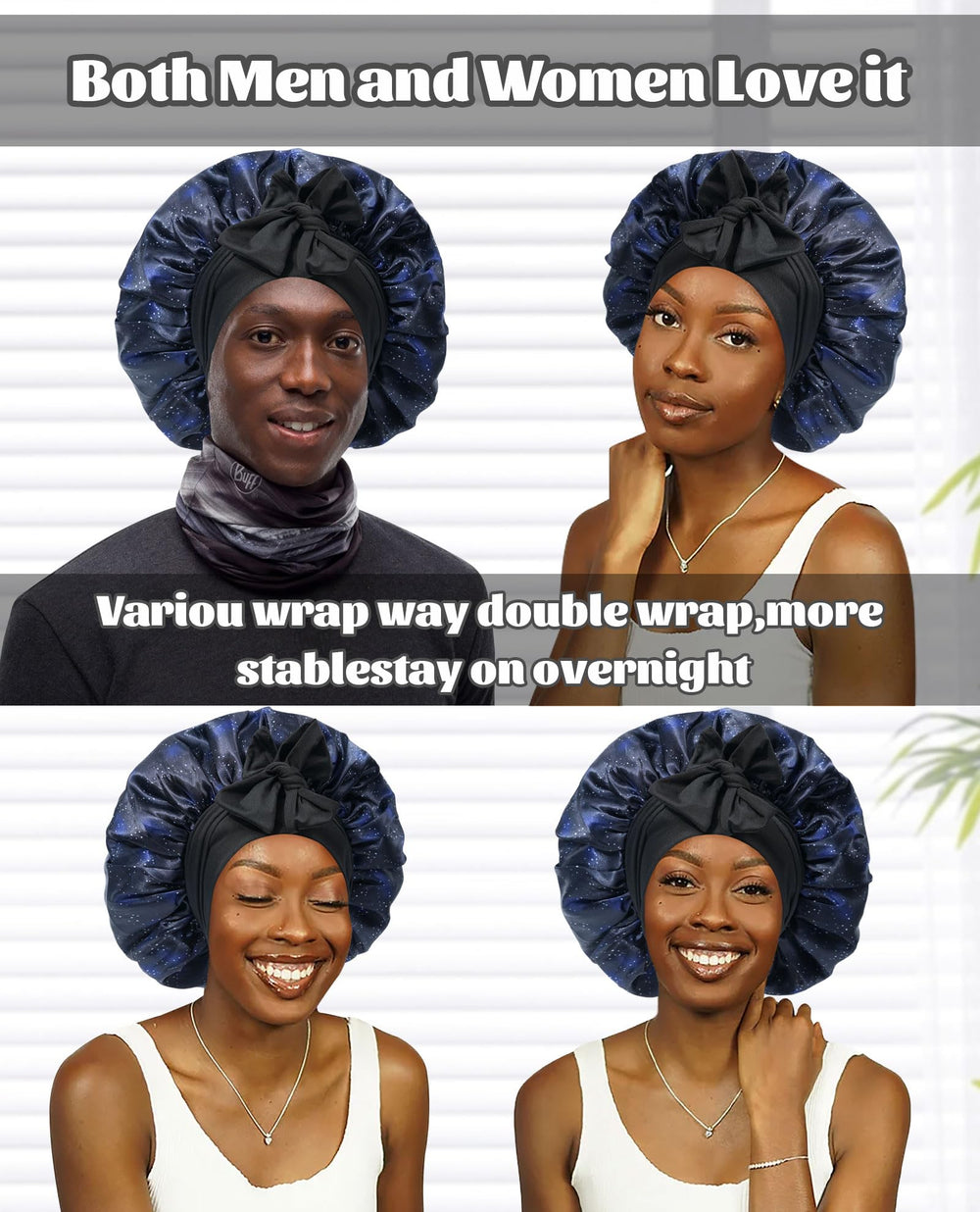 CHLINS satin bonnet soft breathable fabric ideal for overnight protection