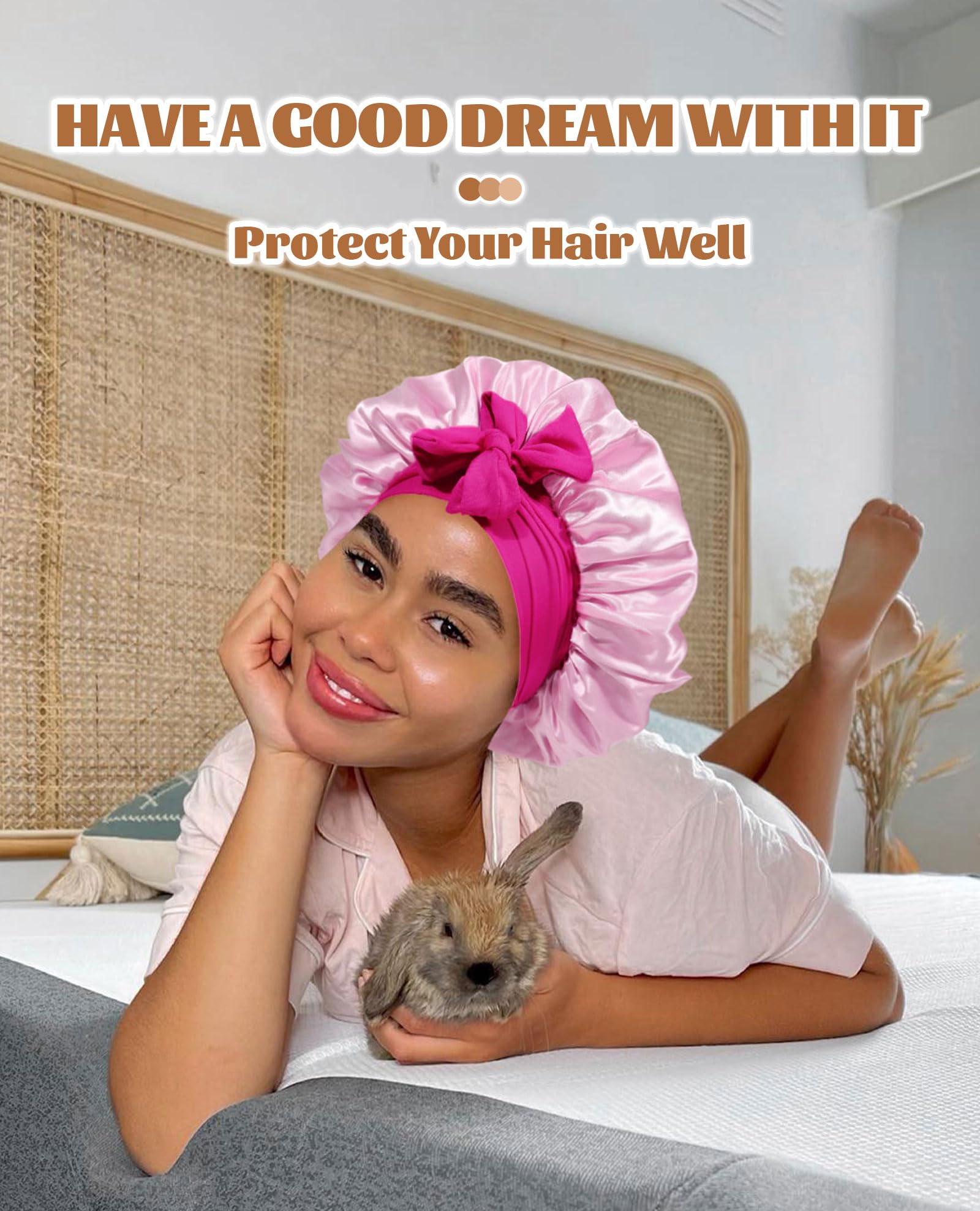 CHLINS Satin Bonnet versatile use for sleep, facial care, and spa routines