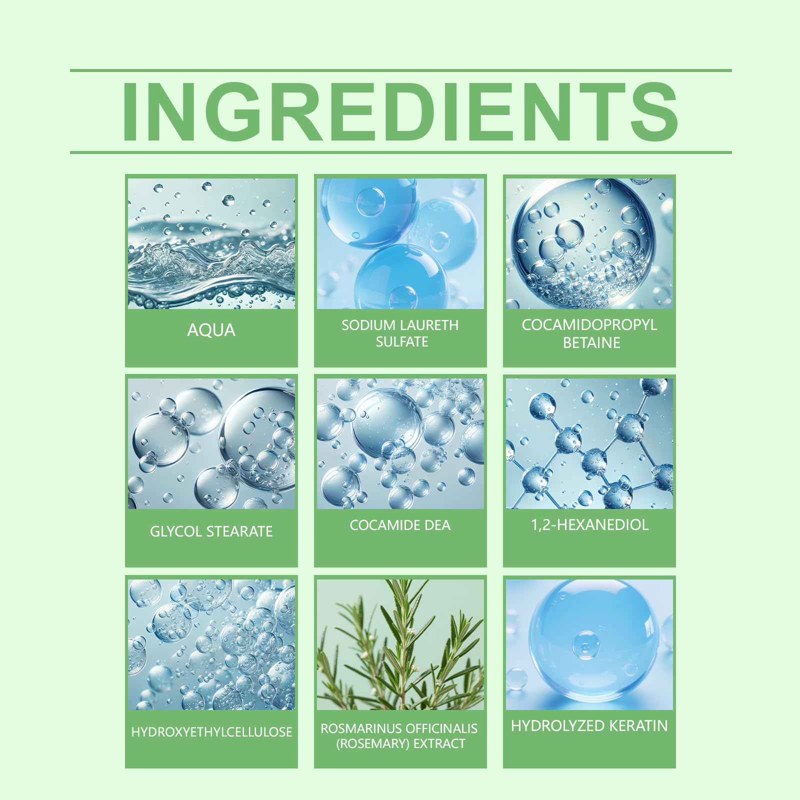 ChLNDalin Rosemary Hair Growth Shampoo closeup shows rich lather for scalp cleansing.