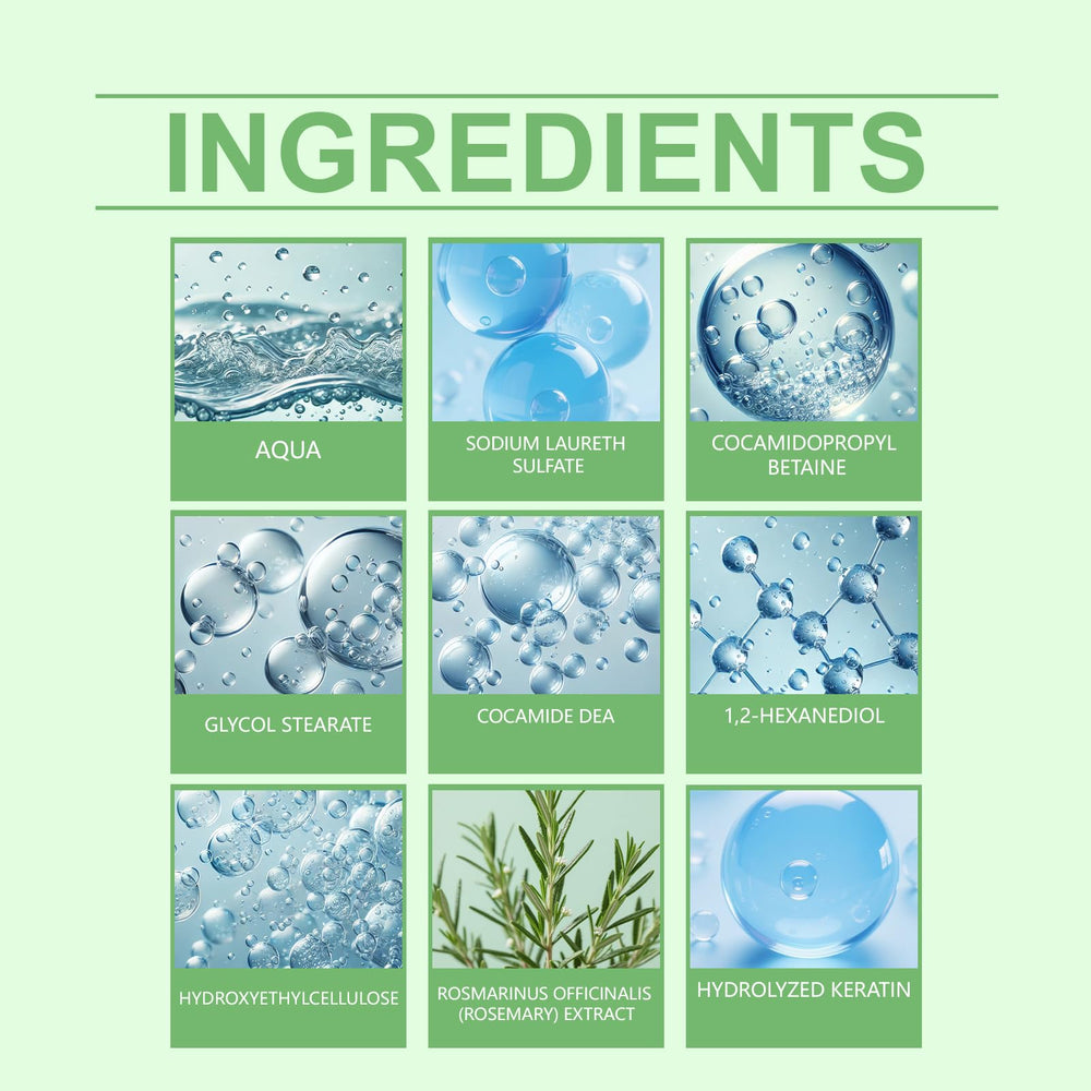 ChLNDalin Rosemary Hair Growth Shampoo closeup shows rich lather for scalp cleansing.