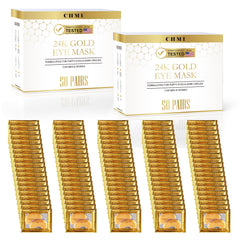 CHMI 24K gold under eye patches with gold essence for hydration and brightness.