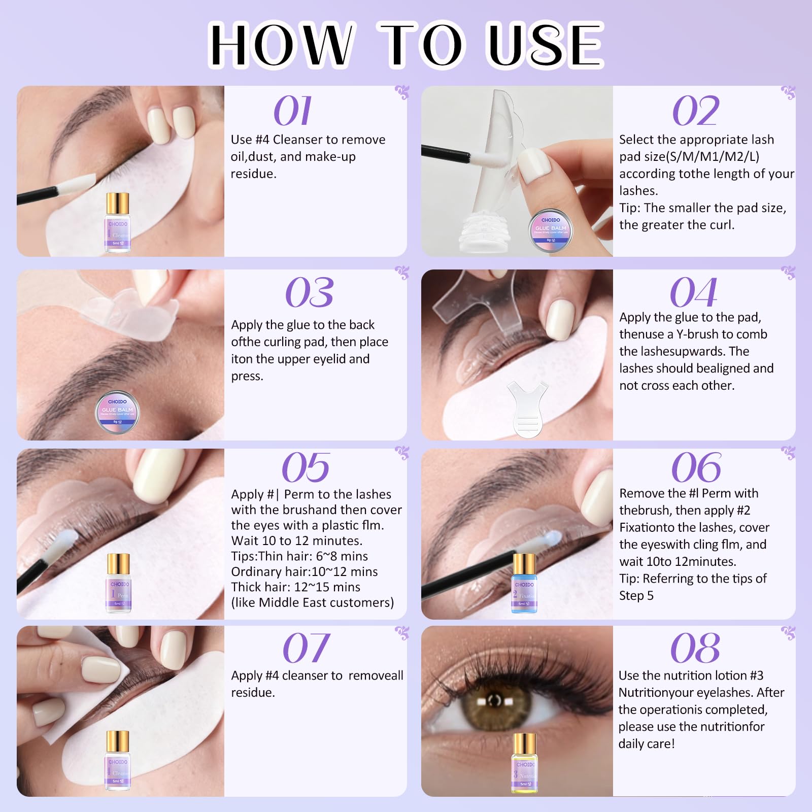 Choido Perm Lotion powers a lasting lash curl and brow lift.