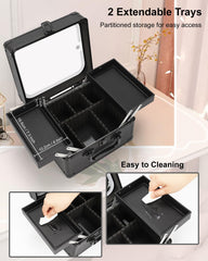 Chomeiu makeup bag with mirror LED-lit vanity for accurate makeup under varied lighting.