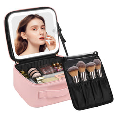 Chomeiu makeup bag LED mirror open view highlights spacious storage for cosmetics