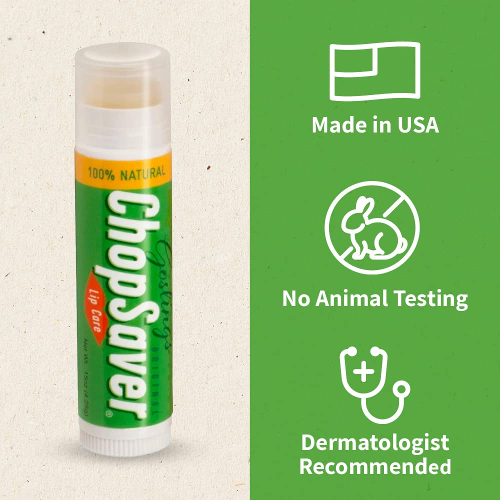 ChopSaver applying lip balm shows smooth, non-sticky coverage.