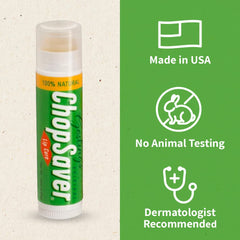ChopSaver applying lip balm shows smooth, non-sticky coverage.