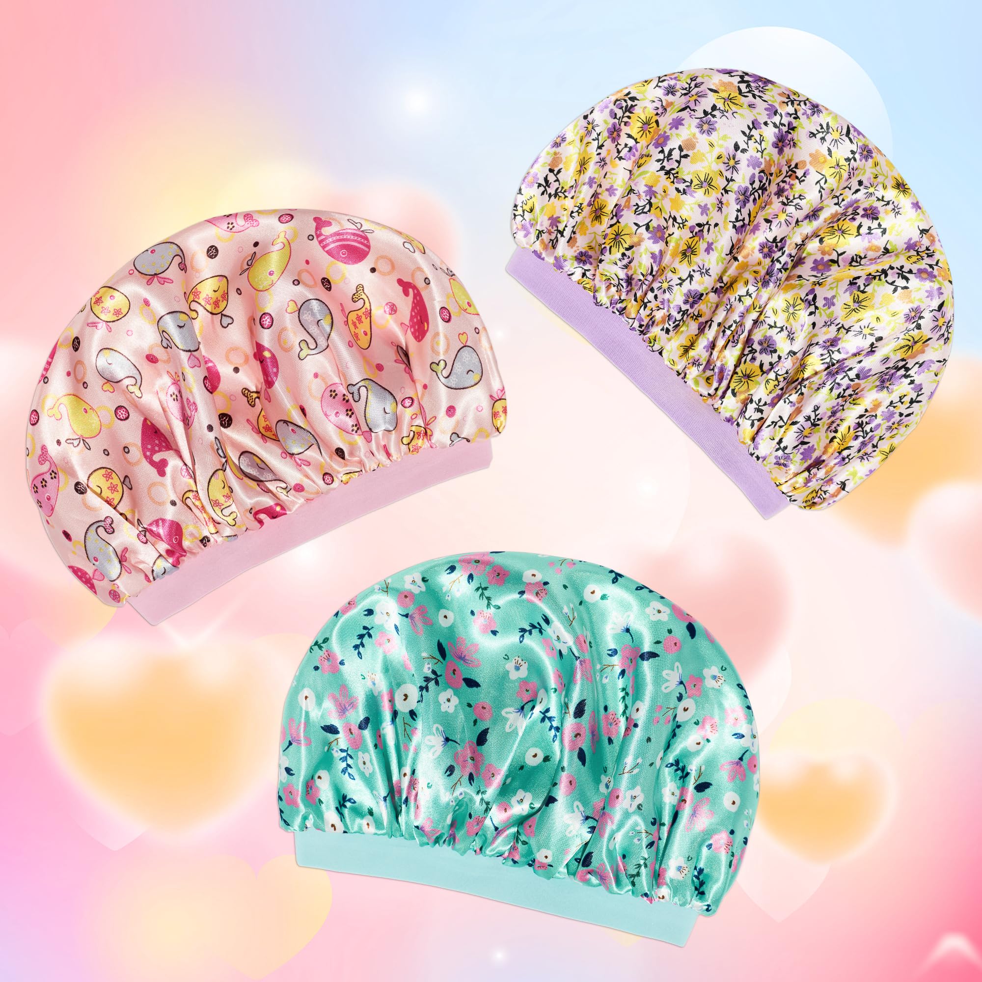 Choshion kids satin bonnet ideal for face washing and skincare routines.