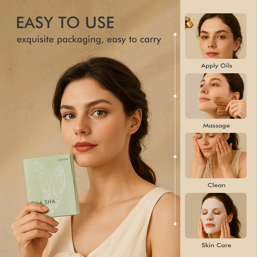 CHOSIN olive wood gua sha gift packaging-ready design for a thoughtful present