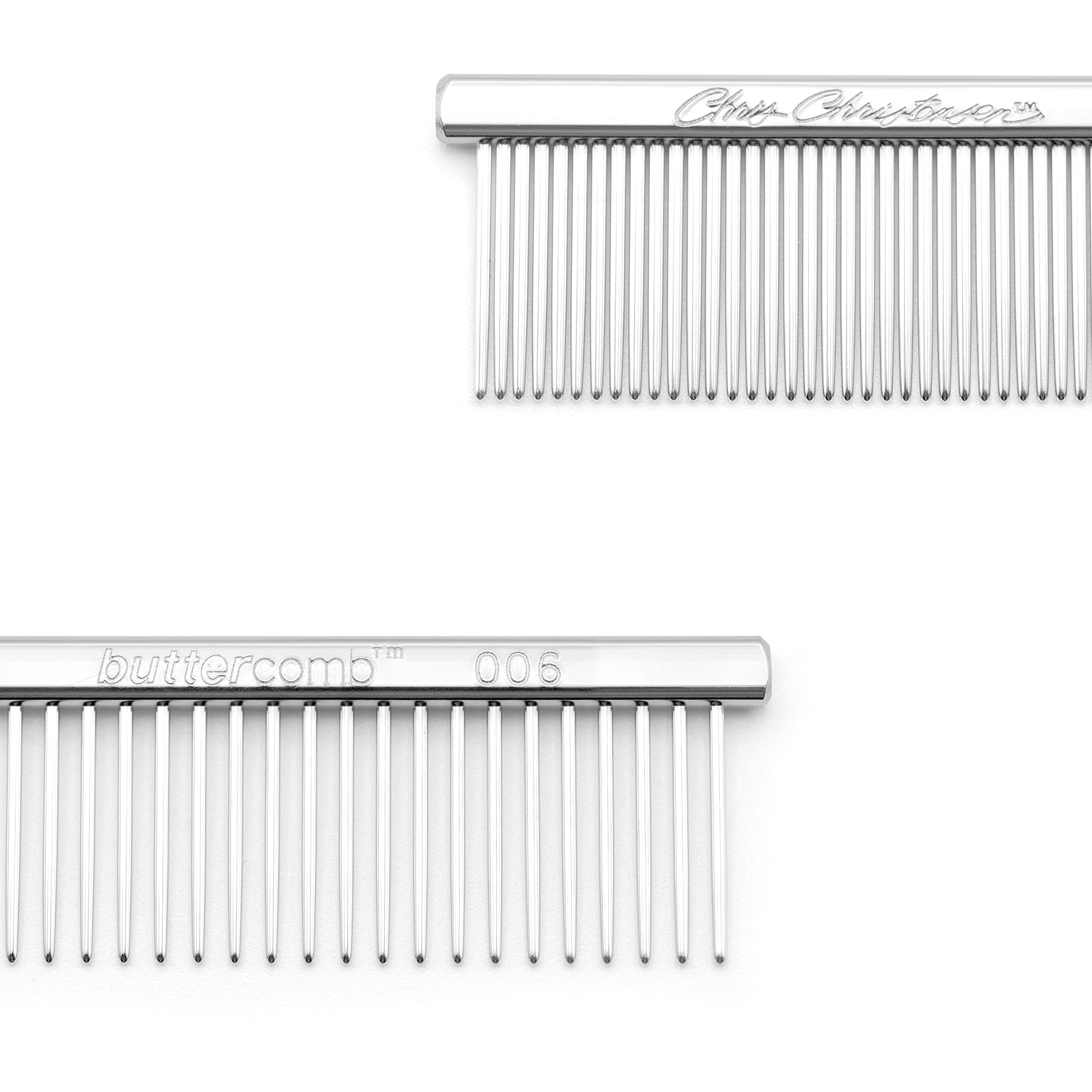 Chris Christensen Buttercomb brass core and stainless steel teeth featured in chrome finish
