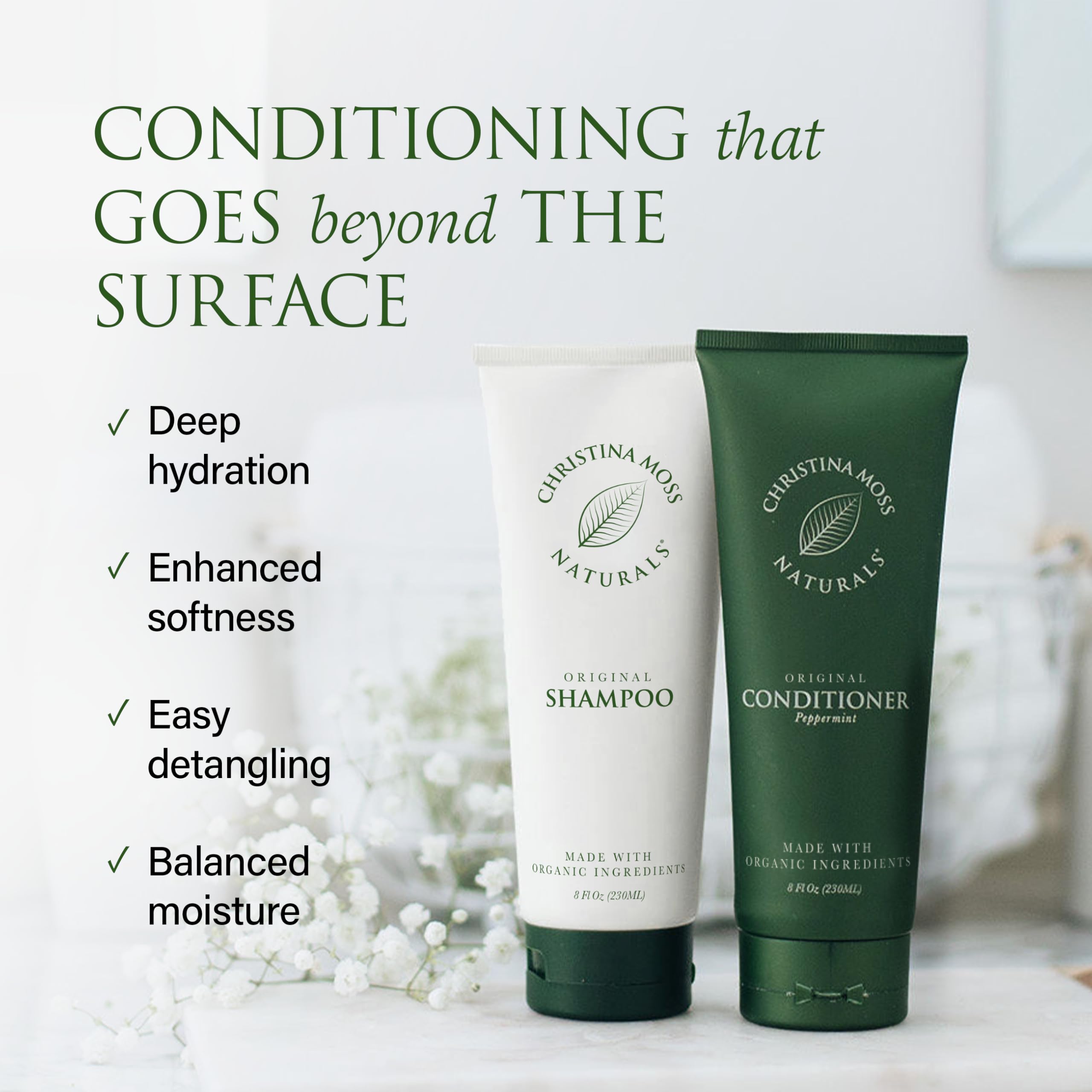 Christina Moss Naturals packaging highlights clean, simple ingredients