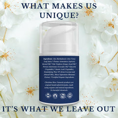 Christina Moss Naturals Original Moisturizer ingredients chart highlights plant-based, clean nourishment.