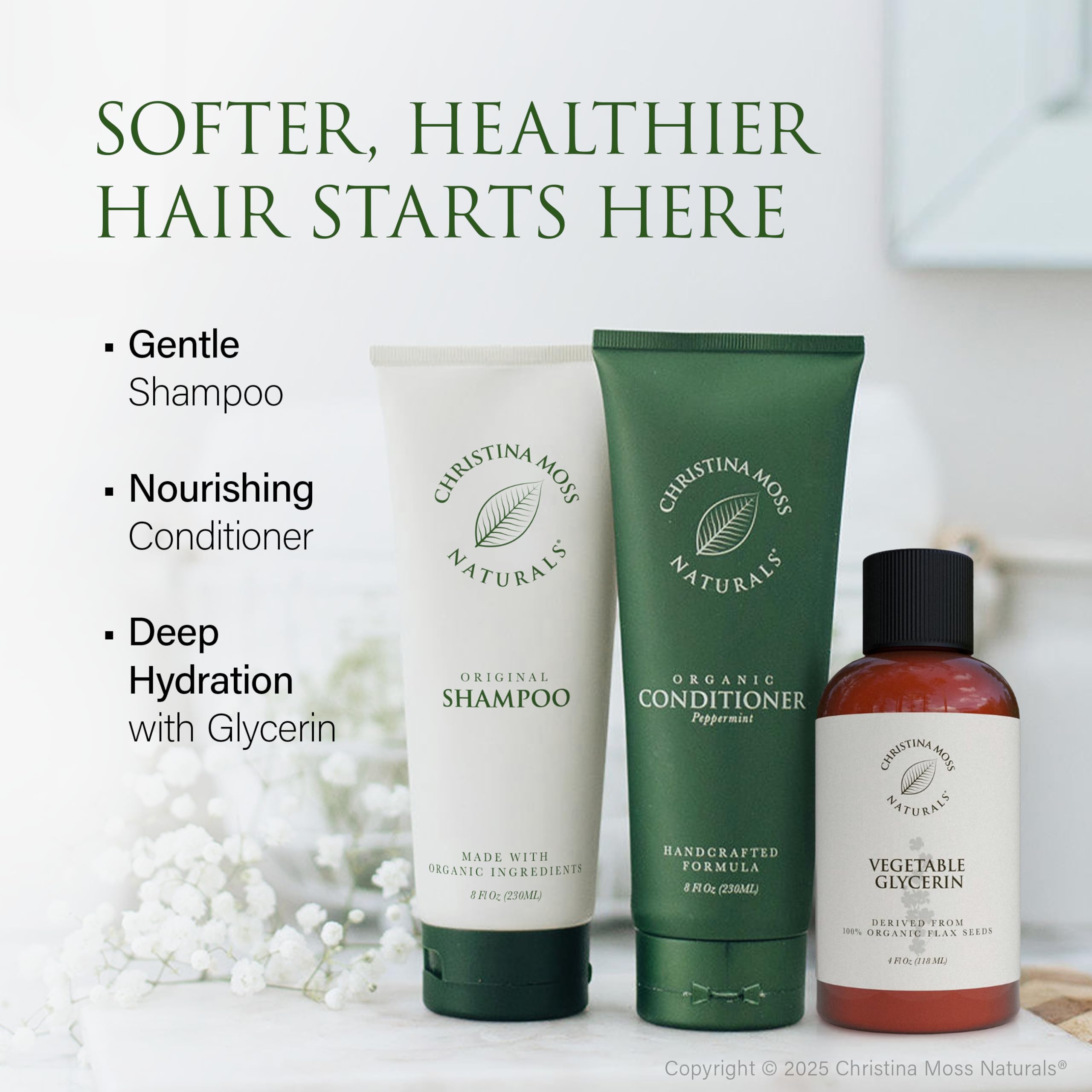 Christina Moss Naturals Shampoo ingredients-closeup rosemary extract supports scalp refreshment.