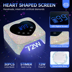 Christine Shelly UV LED nail lamp 72W detachable base for easy cleaning.