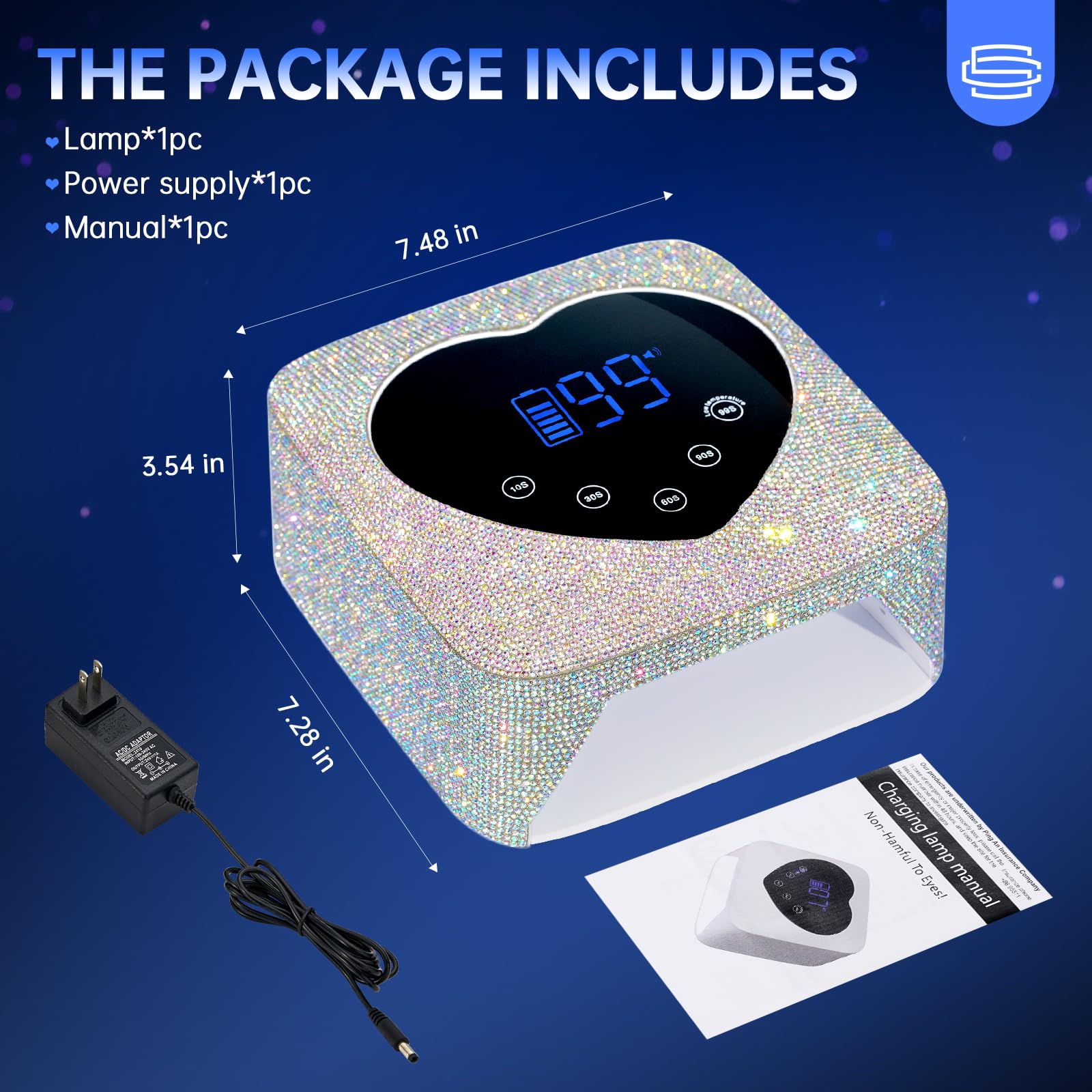 Christine Shelly UV LED nail lamp 72W diamond-surface finish adds flair.