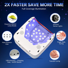 Christine Shelly UV LED nail lamp 72W spacious interior fits five nails.