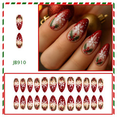 christmas cherry-design press-on nails add cute seasonal charm for parties.
