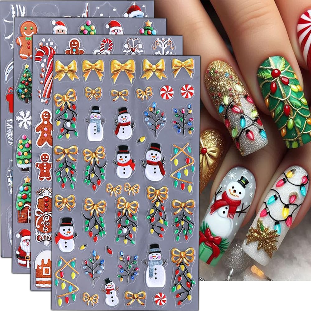 christmas-nail-stickers tree design for festive manicure