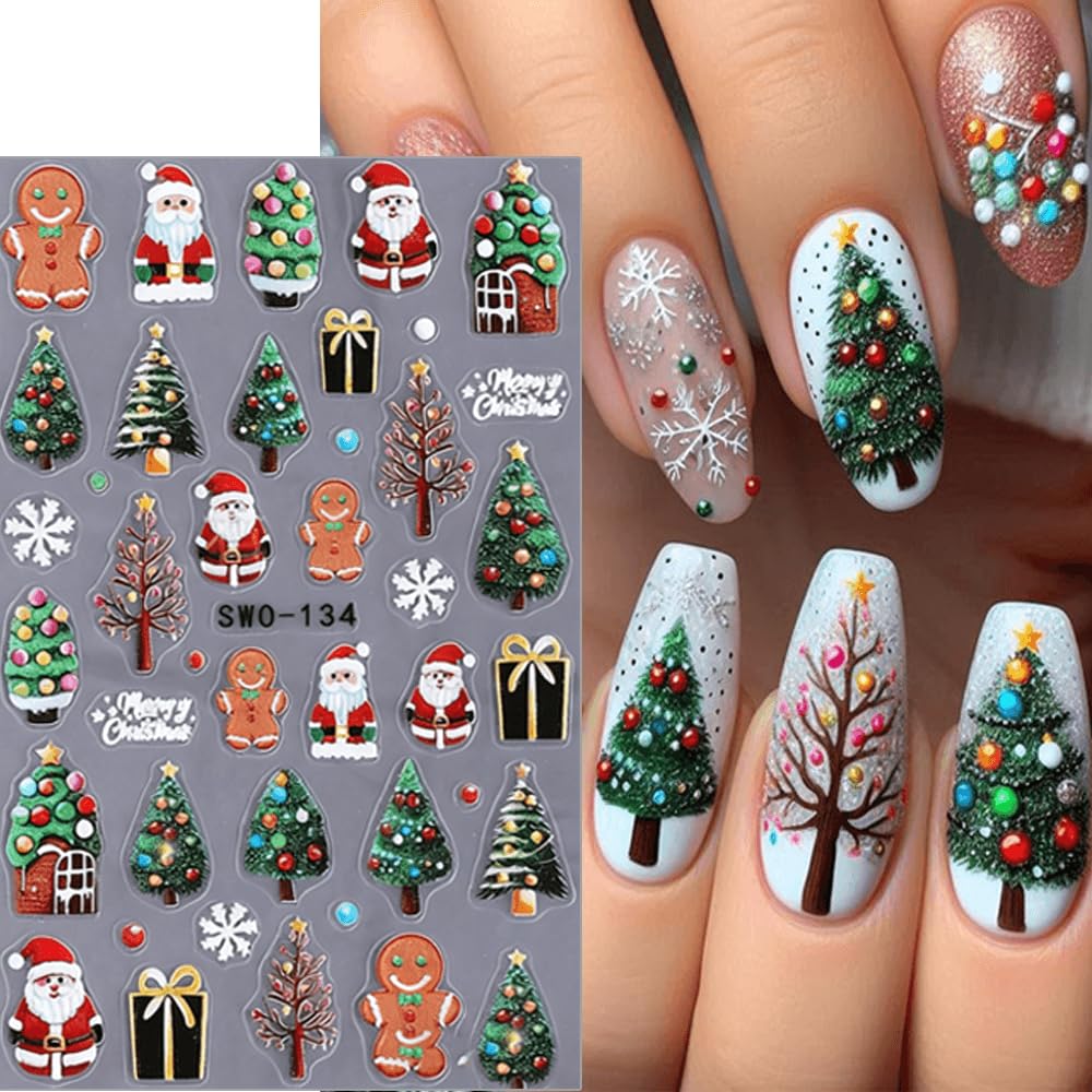 christmas-nail-stickers bow details for chic holiday nails