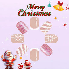 Christmas press on nails glossy winter look emphasizes a polished finish.