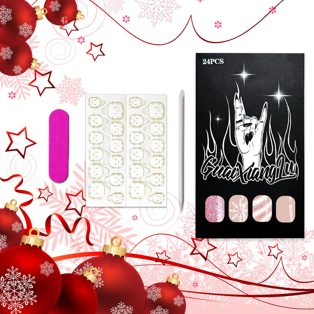 Christmas press on nails short square 24pc set for a complete kit.